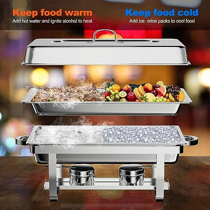 2 Pack 9QT Rectangle Stainless Steel Chafing Dish Buffet Set - color: Silver