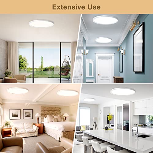 6-Pack 3200LM 12Inch LED Ceiling Lights Flush Mount, Dimmable Ceiling Light Fixtures, 3000K 4500K 6000K CCT, 24W Super Slim Low Profile Modern Ceiling Light for Bedroom Bathroom Hallway Kitchen, White - color: White, size: 6 Packs