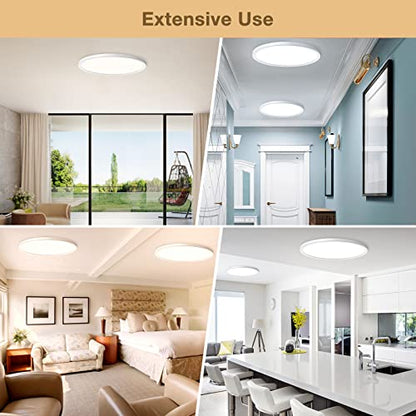 6-Pack 3200LM 12Inch LED Ceiling Lights Flush Mount, Dimmable Ceiling Light Fixtures, 3000K 4500K 6000K CCT, 24W Super Slim Low Profile Modern Ceiling Light for Bedroom Bathroom Hallway Kitchen, White - color: White, size: 6 Packs