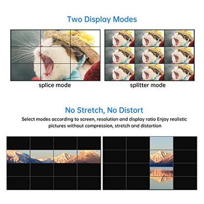 Video Wall Controller 3x3, 4K HDMI Video Wall Processor Supports 3x3, 3x2, 2x3, 2x2, 4x2, 2x4-1 Input & 9 Output - size: 1 in 9 out - 3x3