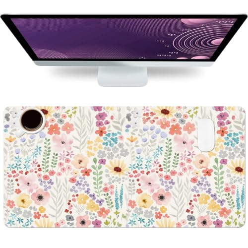 Floral Desk Mat, Cute Flower Large Mouse Pad, Pink 23.6"x11.8" - color: A Flowers - Pink, size: 23.6" x 11.8"
