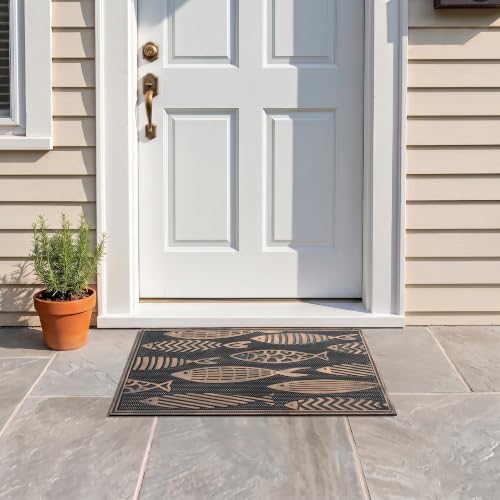 A1HC Rubber Welcome Doormat Non-Slip Front Door Mat 18"x30", Nautical Fish - color: Nautical Fish