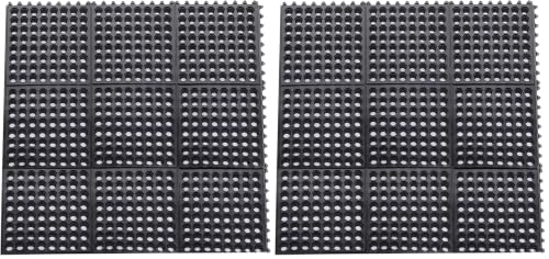 Yesland Anti-Fatigue Rubber Matting, 36 x 36 x 1/2 Inches, Black Dura Chef Anti-Slip Kitchen Mat for Restaurant Bar Floor, Bath Mat for Wet Areas, Garage, Garden Use (Pack of 2) - size: 36"L x 36"W x 0.5"Th (Pack of 2)
