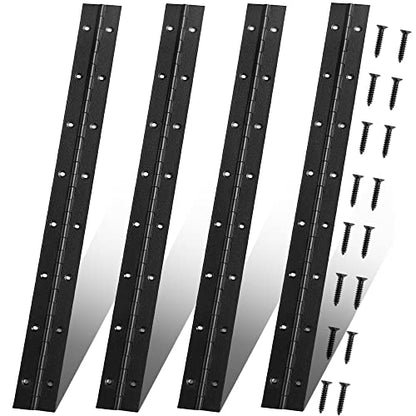 4 Pack 16 Inch Piano Hinge, Heavy Duty Continuous Hinge with Holes for Cabinets Boat Marine Door, 304 Stainless Steel 0.04" Leaf Thickness 1.2'' Open Width (Black) - size: 16 Inch