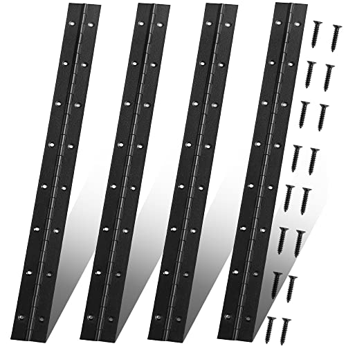 4 Pack 16 Inch Piano Hinge, Heavy Duty Continuous Hinge with Holes for Cabinets Boat Marine Door, 304 Stainless Steel 0.04" Leaf Thickness 1.2'' Open Width (Black) - size: 16 Inch
