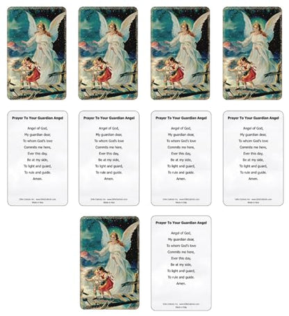 Lot of 10- Guardian Angel Prayer Card 3 3/8 in X 2 3/16 in Made in Italy