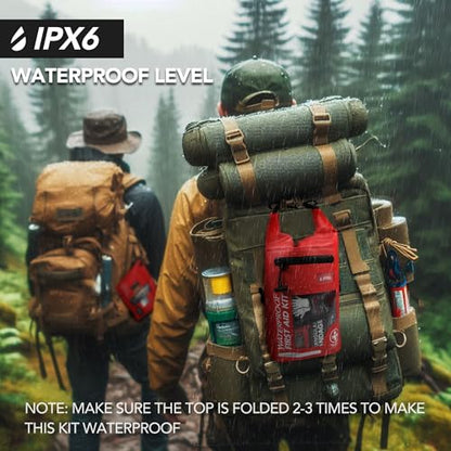 250 PCS IPX6-Waterproof First Aid Kit, Roll Top Reflective Boat Safety Bag