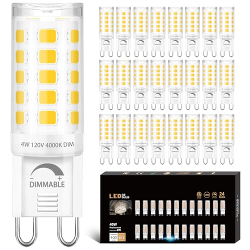 24 Pack Dimmable G9 LED Light Bulb 40W Equivalent 4000K Natural White - size: 24 Count (Pack of 1)