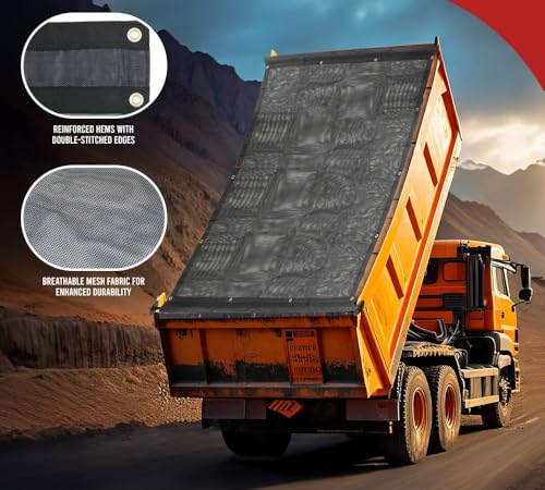 Mytee Products 7' x 15' Dump Truck Vinyl Coated Mesh Tarps Cover with 5 Inch 18oz Double Pocket - size: 7 ft x 15 ft