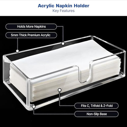 Acrylic Paper Towel Holder, Clear Countertop Napkin Dispenser - color: Z - Acrylic Small, size: Guest Towel Holder