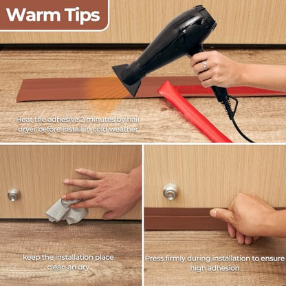 Ohuhu Door Draft Stopper, 1" Wide Adhesive Weather Stripping Seal, 39" - color: Brown, size: 39"L x 2"W