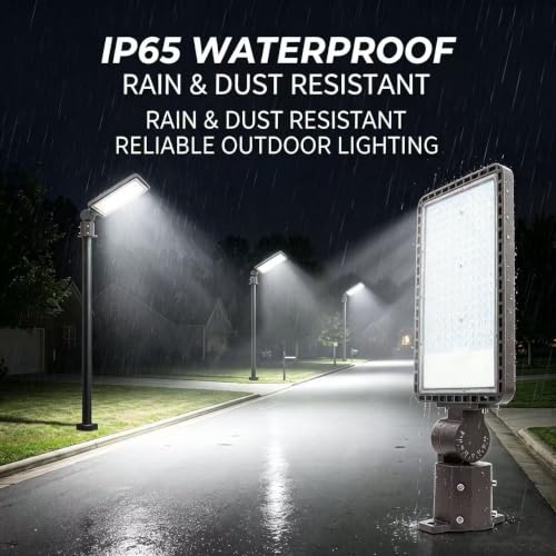 2PACK 300W LED Parking Lot Light with Dusk to Dawn Photocell, Slipfitter Mount and Wall Mount Commercial Outdoor Lighting, 100-277V 42000LM 5000K, ETL Commercial LED Security Flood Lights