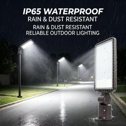 2PACK 300W LED Parking Lot Light with Dusk to Dawn Photocell, Slipfitter Mount and Wall Mount Commercial Outdoor Lighting, 100-277V 42000LM 5000K, ETL Commercial LED Security Flood Lights