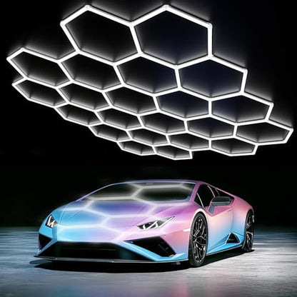 LZHOME Hexagon LED Garage Light: Super Bright 88000LM Honeycomb Garage Light, 22 Hex DIY Hexagon Led Lights for Gym Basement Hair Salon - size: 22 HEX