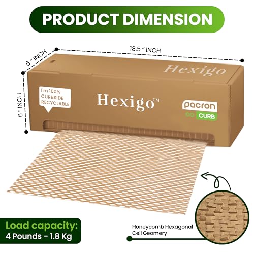 Honeycomb Packing Paper Roll 12" x 300', 1-Pack Recyclable Kraft