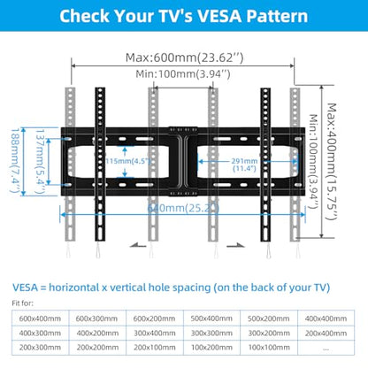HOME VISION Heavy Duty Tilt TV Wall Mount for 32-86 Inch Flat/Curved Screen - size: 9601/ 32-86"