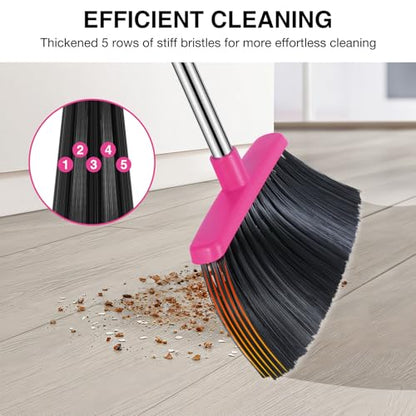 NACENA Broom and Dustpan Set with 52-in Long Adjustable Handle, Grey Rose - color: Grey-rose, size: 1 Pack