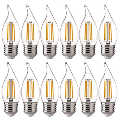 FLSNT 60 Watts Equivalent LED Chandelier Light Bulbs, Dimmable CA11 LED E26 Base Candelabra Bulbs, 2700K Soft White, 12 Pack - color: 60w Soft White, size: 12 Count (Pack of 1)