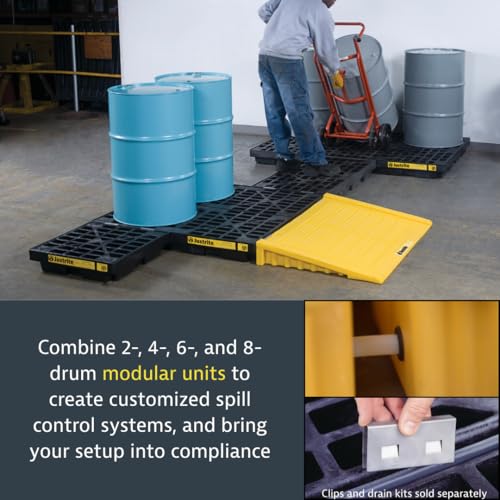 Justrite Low Profile 4 Drum Spill Containment Pallet Accumulation Center - color: Black, style: 4 Drum