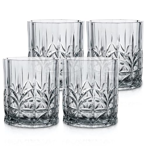 BELLAFORTE Shatterproof Tritan Plastic Short Tumbler, Set of 4, 13oz - Myrtle Beach Unbreakable Crystal Cut Old Fashioned Drinking Glasses for Party, Gifting - BPA Free - Dishwasher Safe - Smok Grey - color: Smoke Grey