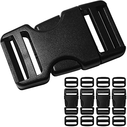 LASIGHT Buckles for 1 inch Wide Webbing Straps: Quick Side Release Buckle 4 set and Tri-Glide Slide 8 pcs Fit 1" Nylon Web Belt, Plastic Snap Fastener Clip Heavy Duty Replacement Dual Adjustable - size: 4 Set for 1 inch Webbing