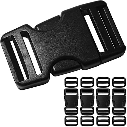 LASIGHT Buckles for 1 inch Wide Webbing Straps: Quick Side Release Buckle 4 set and Tri-Glide Slide 8 pcs Fit 1" Nylon Web Belt, Plastic Snap Fastener Clip Heavy Duty Replacement Dual Adjustable - size: 4 Set for 1 inch Webbing