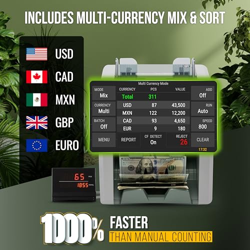 KOLIBRI Money Counter Machine I LCD Display I Bank Grade I Advanced 2CIS/UV/MG/IR/MT/DD/HLF/SN IRT Detection I Mixed Denomination I Multi-Currency I Reject Pocket I 3-Years Warranty I Signature - color: White/Gray (Signature)