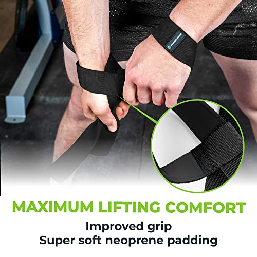 Lifting Straps for Weightlifting, Padded Wrist Support Wraps, 2 Pack - color: Black