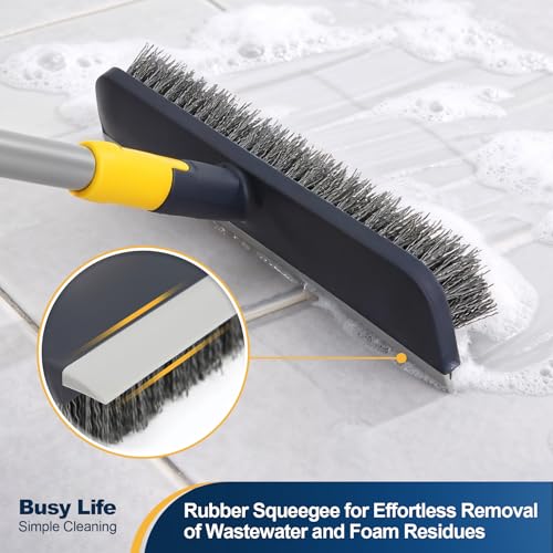Yocada Floor Scrub Brush Telescopic Handle 2 in 1 Scrape Brush 55.9 inch
