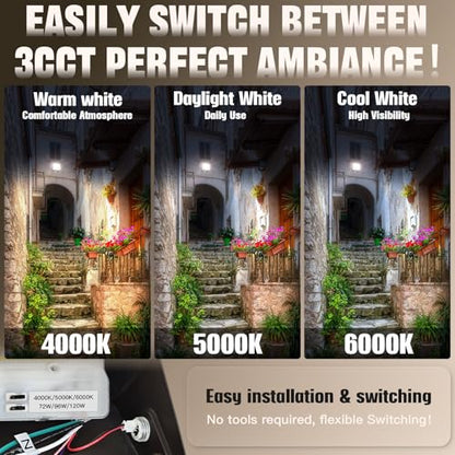 LED Wall Pack Light 120W/96W/72W with Dusk to Dawn Photocell - size: 120W