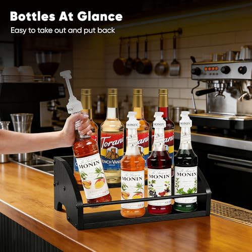 Mini Coffee Syrup Rack, 2-Tier - color: 2-tier Wood