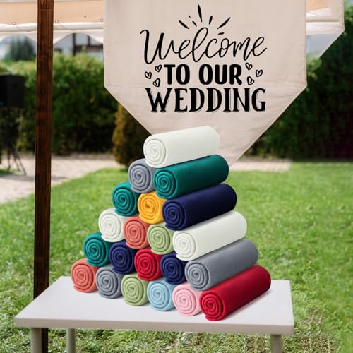 Kinlop 60 Packs Throw Blanket Bulk 60 x 50 Inch Fleece Throw Soft Blankets Warm Cozy Lightweight Plush Blanket for Bed Couch Sofa Pet Office Wedding Gifts Travel Camping (Classic Color) - color: Classic Color