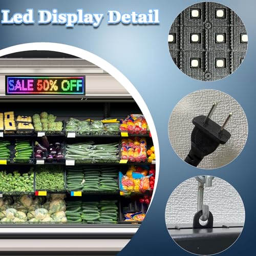 P10 Full-Color WiFi LED Display Sign 26×8 Inch Programmable Digital Board Dynamic Ads for Cafes, Restaurants & Bars Outdoor Waterproof Graphics (IP45) - size: 26''x8''