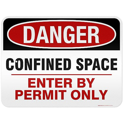 Danger Confined Space Enter By Permit Only Sign, 18x24 Inches, 3M EGP - size: 18x24 - Aluminum Reflective