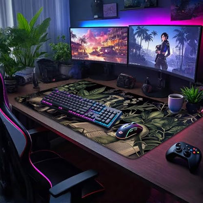 Gothic Dark Botanical Large Gaming Mouse Pad Desk Mat 31.5"x15.7" - color: Gothic Dark Botanical