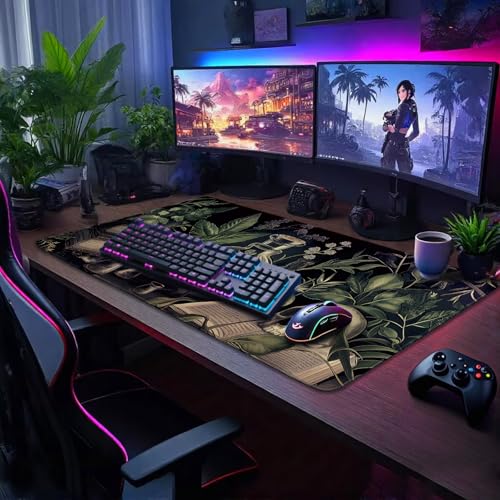 Gothic Dark Botanical Large Gaming Mouse Pad Desk Mat 31.5"x15.7" - color: Gothic Dark Botanical