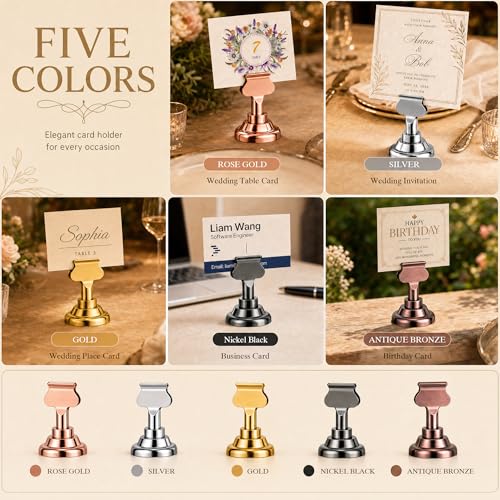 ERYTLLY 36 PK Place Card Holders 1.7 inches Table Card Holder Steel Card Holders for Weddings,Birthdays,Photos, Memo Notes, Restaurants (Silver 36PK) - color: Silver 36PK