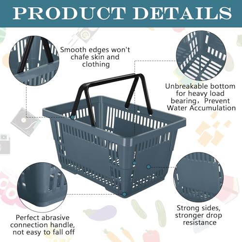20 Pcs Bulk Shopping Baskets with Handles, Dark Gray - color: Dark Gray