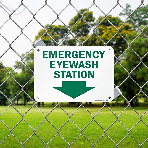 SmartSign - S-1441-PL-10 "Emergency Eyewash Station" Sign With Down Arrow | 7" x 10" Plastic 10" x 7" Plastic - color: 10" x 7" Plastic