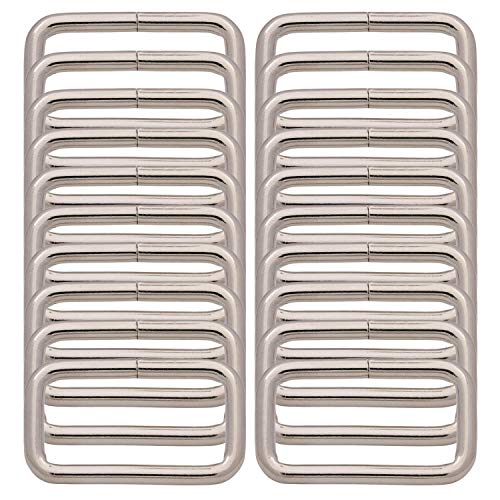 BIKICOCO Metal Rectangle Ring Buckles Square Strap Webbing Belt Rings for Bag Purse Non Welded 1-1/4 x 5/8 Inch - color: Silver X 20 Pcs