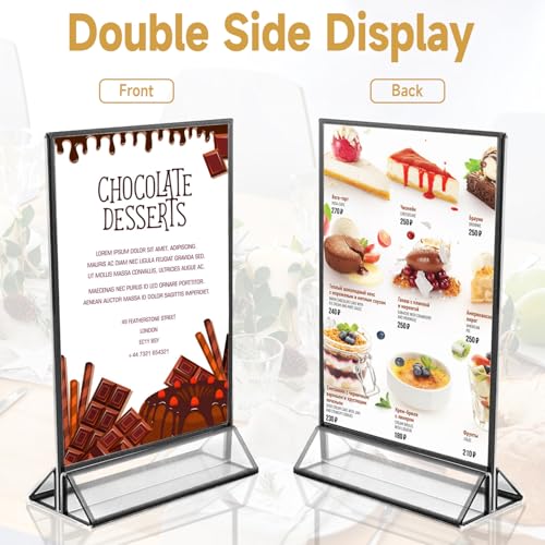 Acrylic Sign Holder 8.5x11 Inch with Black Borders, 6 Pack Black Picture Frames for Wedding, Double Sided Table Number Holders Menu Holders, Acrylic Stands for Display, Restaurant Signs