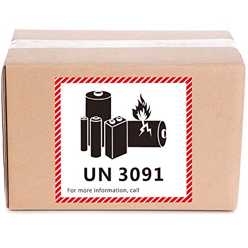 HYBSK 50PCS 4.7" x 4.3" Lithium Ion Battery Transport Caution Warning Labels for Shipping (UN3091) - size: UN3091