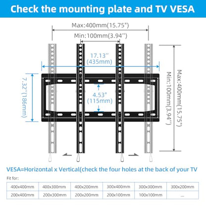 HOME VISION Tilt TV Wall Mount for Most 26-65 Inch Flat/Curved Screen - size: 9401/ 26-65"