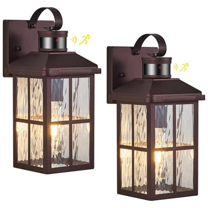 2 Pack Motion Sensor Porch Light Dusk to Dawn Outdoor Wall Light - color: Bronze 2