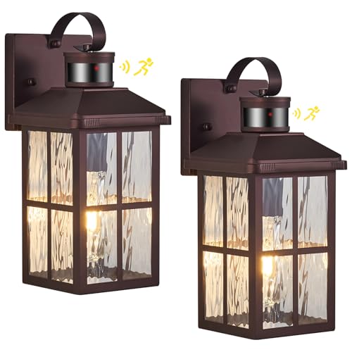 2 Pack Motion Sensor Porch Light Dusk to Dawn Outdoor Wall Light - color: Bronze 2