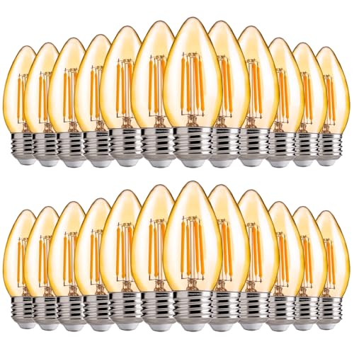 FLSNT 40W Equivalent LED Chandelier Light Bulbs, Dimmable Amber LED B11 E26 Candelabra Base Bulbs, 2200K Warm White, 330LM, 24 Pack UL,CA65 Listed. - color: 40w Warm White, size: 24 Count (Pack of 1)