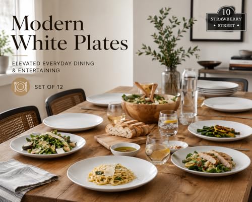 10 Strawberry Street 10.5" Catering Coupe Dinner Plate, Set of 12,White - size: 10.5" Dinner, style: Coupe