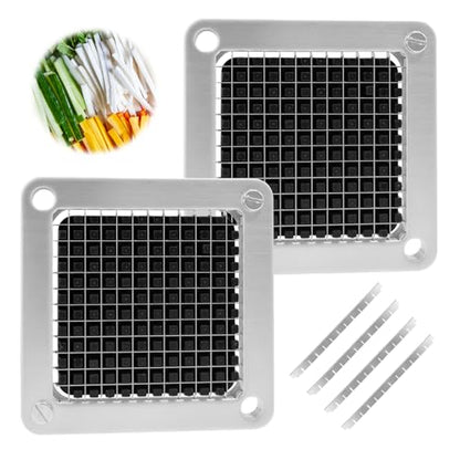 2 PCS Replacement Dicer Chopper 1/4" Blades with Pusher Block - color: 1/4''&1/4'' blade