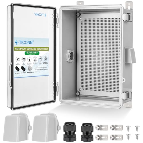 TICONN Outdoor Electrical Box with Ventilation Holes, IP65 Junction Box - color: Transparent Cover, size: 13.8"x9.8"x5.9"
