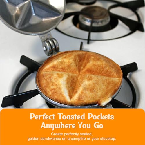 Tid Bit Handheld Sandwich Maker, Portable Sandwich Grill & Panini Press, Cast Aluminum Pie Iron, Retro 1945 Stovetop & Campfire Toaster for Hot Sandwiches, Pies, Paninis, RV & Camping - size: Tid-bid